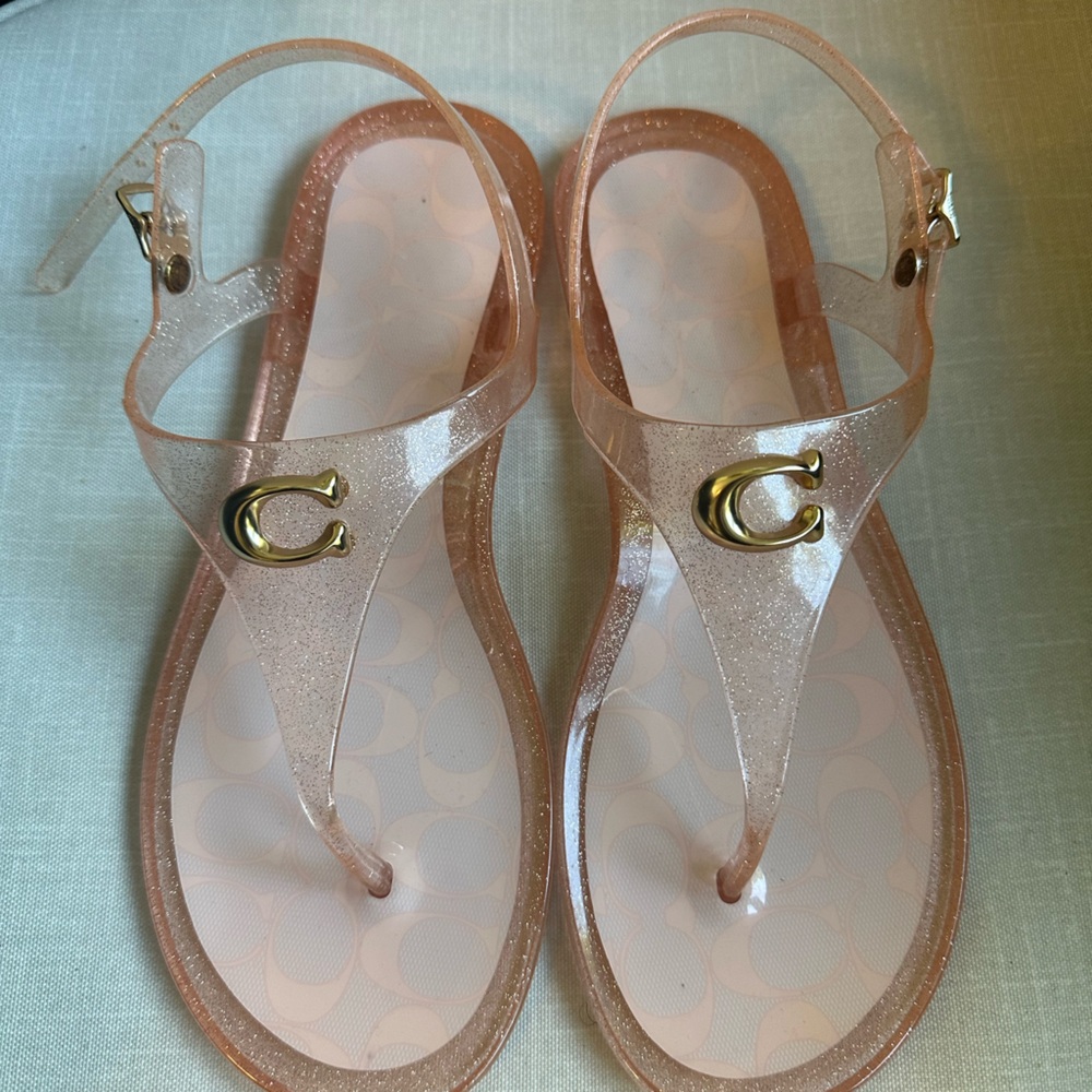 Coach Natalee Glitter Jelly Sandals with Gold Accent sz 9Never worn!